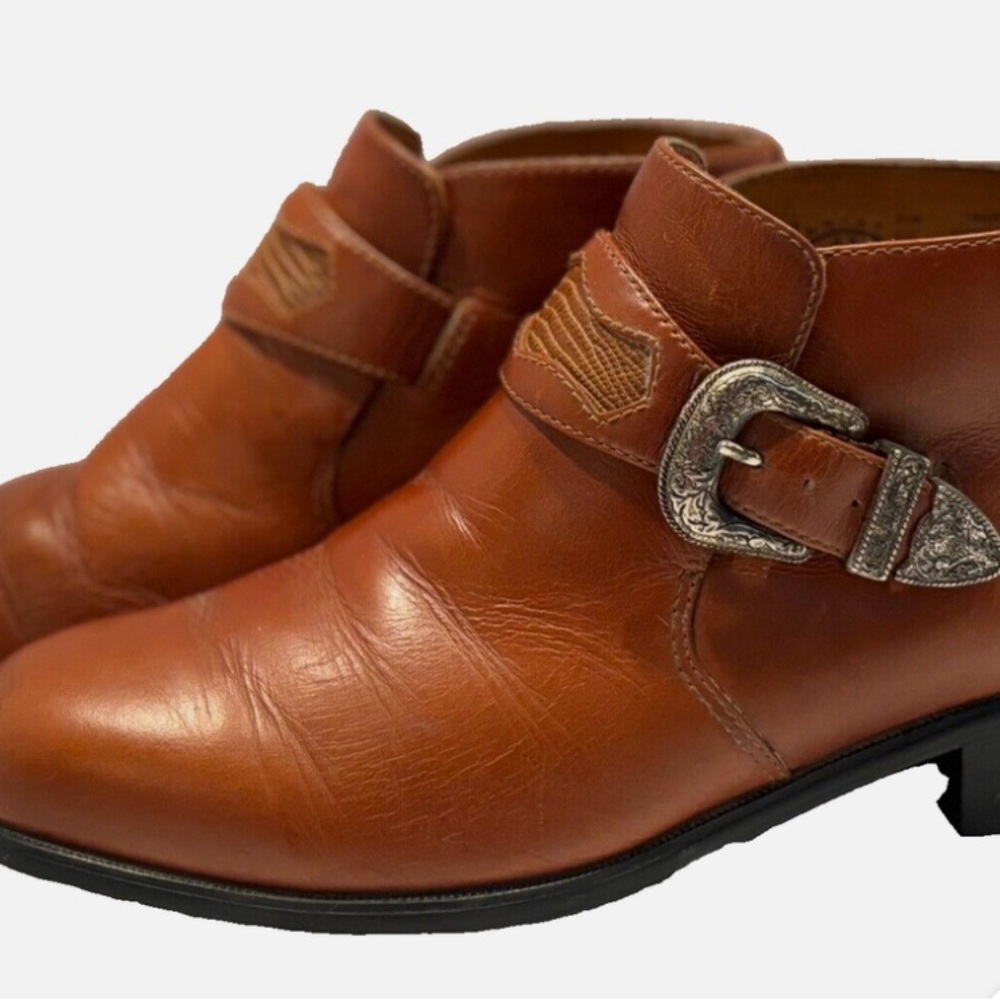 Ariat Brown Leather Ankle Boots with Silver Buckle